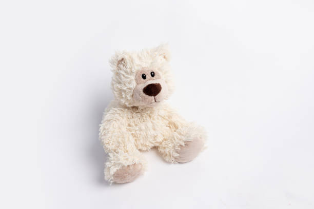 istock plush bear white, on a white background, place for text 1470226378