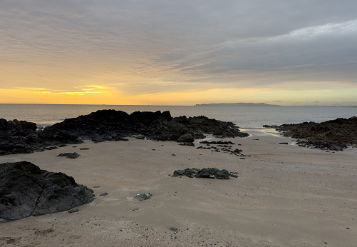 An image of the sun rising taken from Donabate beach with iPhone 14 Pro