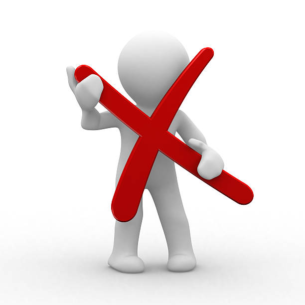 istock 3D person holding red X against white background 147022941