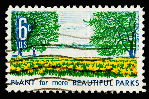 A 1969 issued 6 cent United States postage stamp showing \
