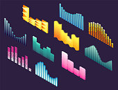 istock Isometric wave charts. Colorful infographic design. Design elements for business presentation, statistics of data or landing page. Analysis and ui designs vector illustrations 1470232250