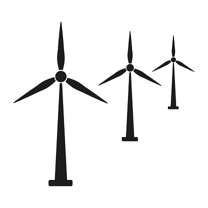 Icons of wind generators. Alternative power. Green energy. Vector illustration. EPS 10.