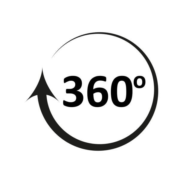 icon with 360 degree circular arrow. Vector illustration. icon with 360 degree circular arrow. Vector illustration. EPS 10. vision 360 stock illustrations