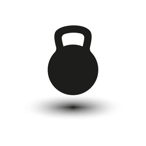 black kettlebell icon. Sports symbol. Vector illustration. black kettlebell icon. Sports symbol. Vector illustration. EPS 10. dumbbell silhouette stock illustrations