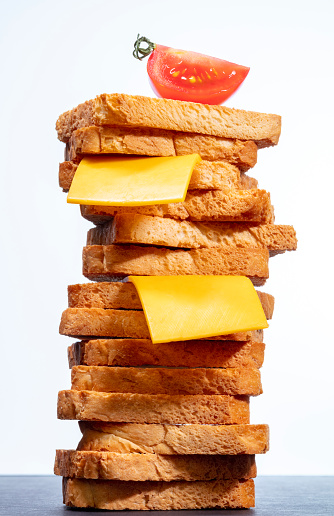 Biscotti Crackers Tower with Tomato and Cheddar Cheese