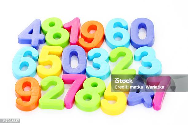 Foam Numbers Of Various Colors For Math Stock Photo - Download Image Now - Number Magnet, Counting, Creativity
