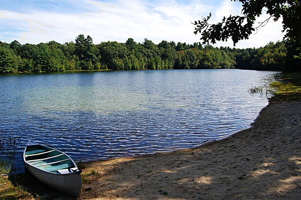 istock Canoe by the lake 147023598