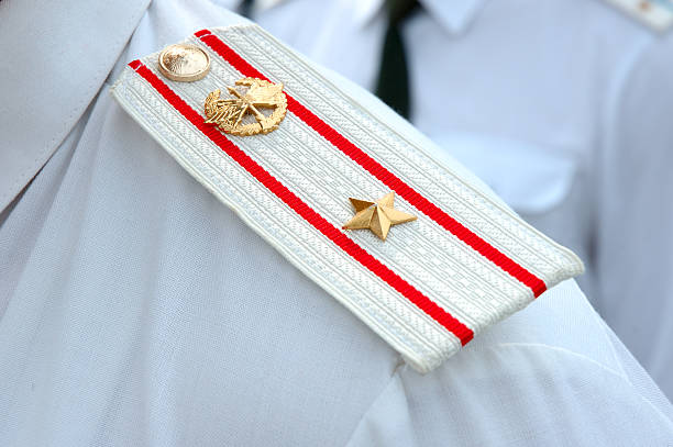 Shoulder strap of russian army officer. stock photo