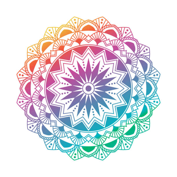 ilustrações, clipart, desenhos animados e ícones de padrão circular da mandala gradiente - white background yoga backgrounds relaxation exercise