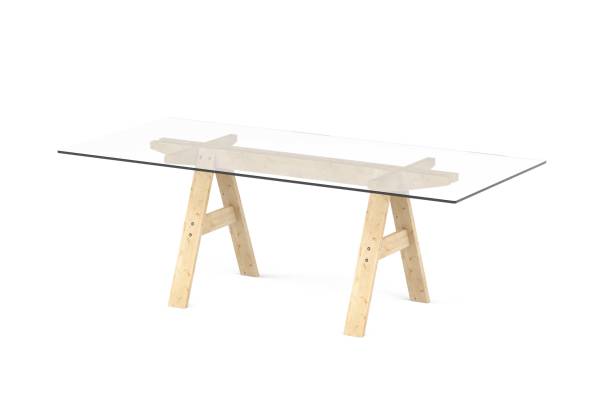 istock Dining table with glass top on wooden legs 1470239745