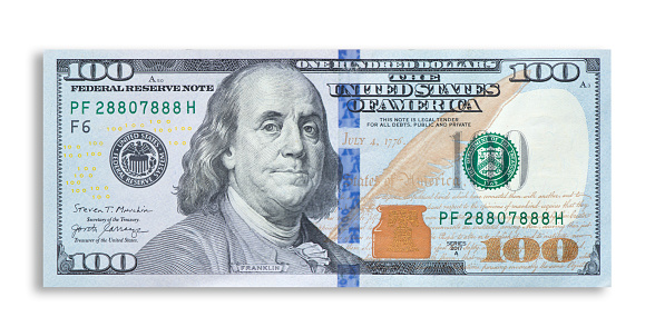 Paper money, here are American banknotes worth a hundred dollars each.