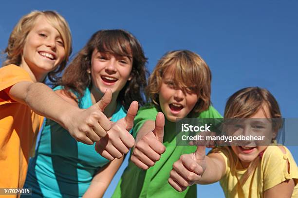 Happy Group Of Kids Stock Photo - Download Image Now - Blue, Boys, Celebration