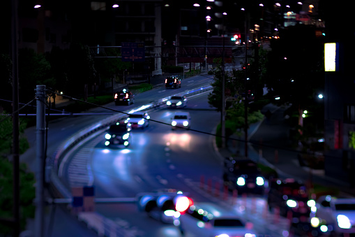 A night traffic jam at Yamate avenue in Tokyo. High quality photo. Meguro district Ohashi Tokyo Japan - 02.09.2023 It is neon street at the urban city.