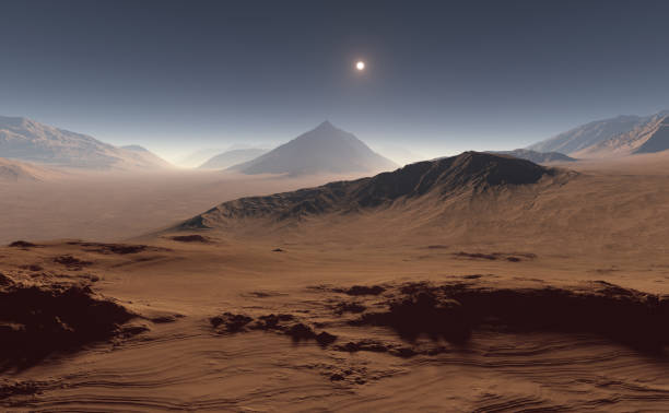 istock Sunset on Mars. Martian landscape. 3D illustration 1470242147