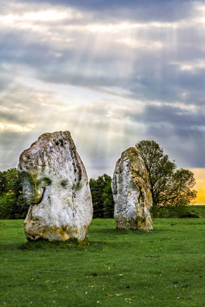 Overhead view of Castlerigg Stone Circle at dawn, Lake District National Park, UNESCO World Heritage Site, Cumbria, England, United Kingdom, Europe