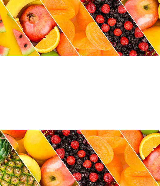 Original frame from various fruits. Free space for text.
