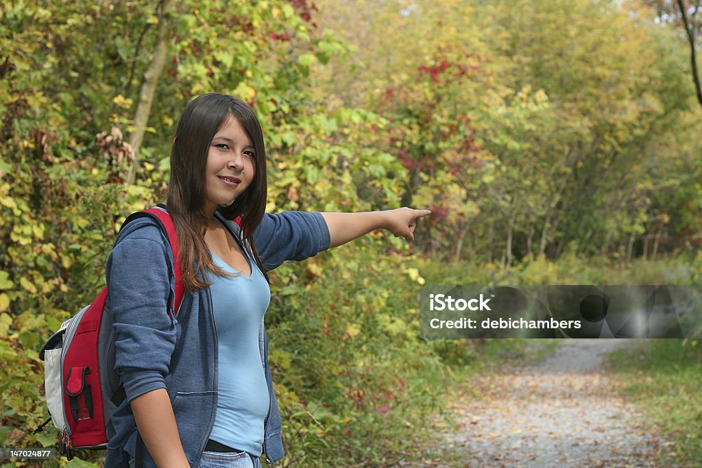 hiking in the woods following the path Indigenous Peoples of the Americas Stock Photo