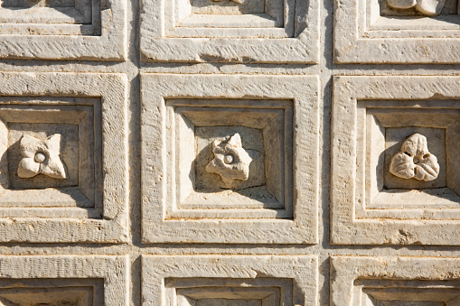 Elements of architectural decoration of buildings, gypsum stucco, wall plaster texture and patterns, Ancient Greek style.