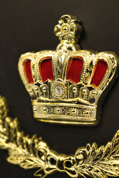 istock Awards ceremony shield with a golden crown design 1470249403