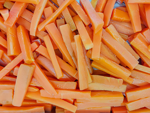 Close-up shot of fresh boiled chopped carrot