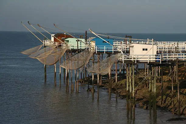 These Carrelets are typical for the Charente Maritime, an area at the west coast of France, near the Town Bordeaux.