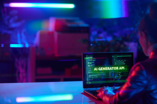 istock Seen from behind modern woman creating innovative ai software 1470250935