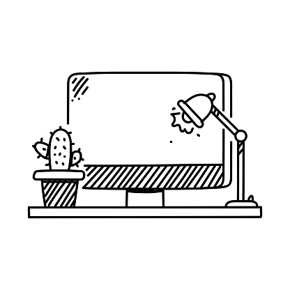 Work Table Line icon, Sketch Design, Pixel perfect, Editable stroke.