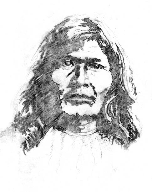 Native American My graphite sketch of a native american from late 1800's Cherokee stock illustrations