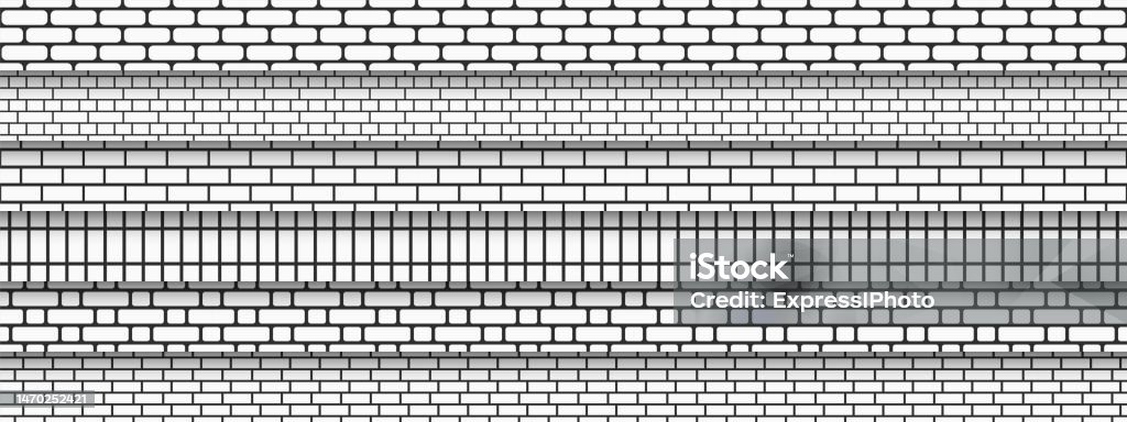 Endless Brick Pattern Set Of Brick Wall Seamless Patterns Simple Black And White Endless ...