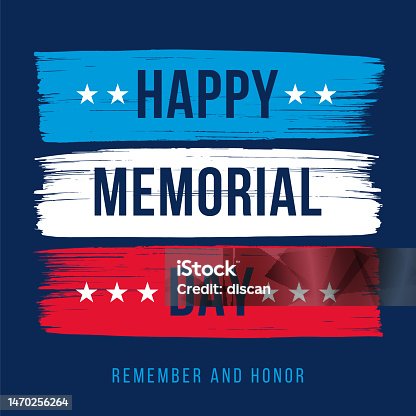 istock Happy Memorial Day. Beautiful modern greeting card with American flag. 1470256264