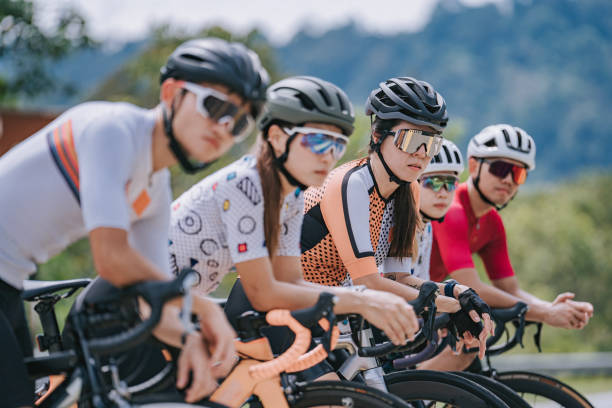 istock Portrait Asian Chinese Cyclist in a row with cool attitude 1470258135