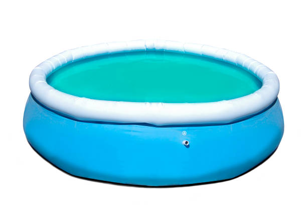 istock Inflatable blue pool with water isolated on white background. 1470258442