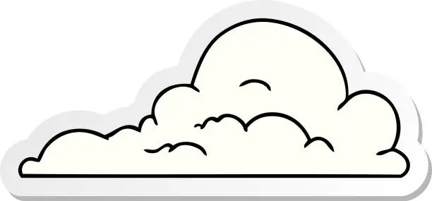 Vector illustration of hand drawn sticker cartoon doodle of white large clouds