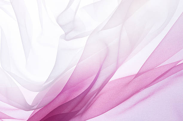 Chiffon in pink and white gradient colors flying soft pink chiffon with curve and wave chiffon stock pictures, royalty-free photos & images