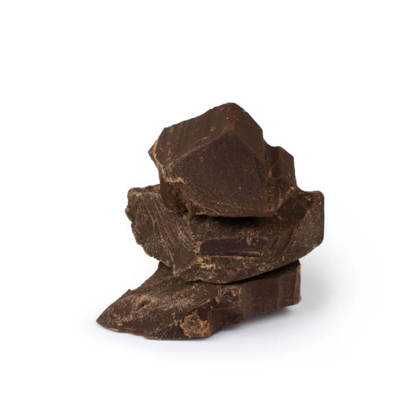 istock Pieces of dark chocolate on a white background 1470268627