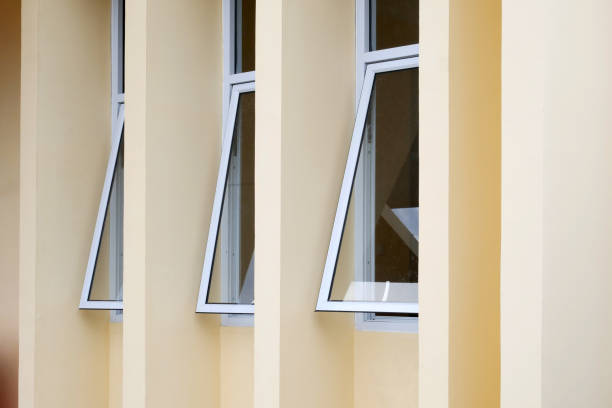 istock Building design with three aluminum windows 1470269014