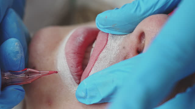 Permanent lips makeup treatment
