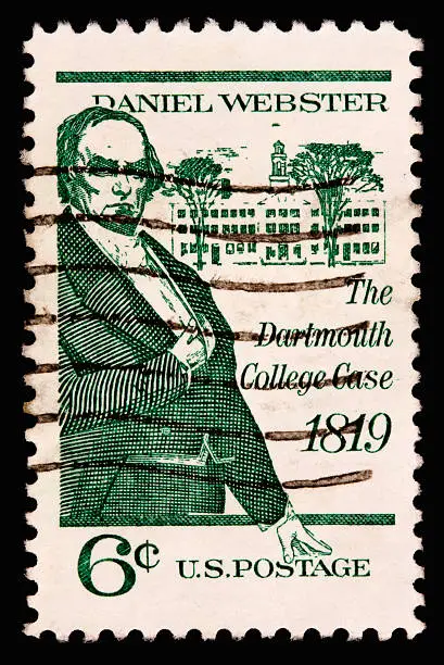 A 1969 issued 6 cent United States postage stamp showing Daniel Webster.