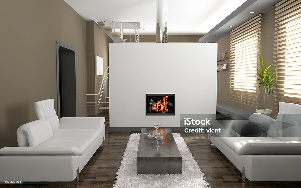 living room interior modern living room interior  (3D rendering) Living Room Stock Photo