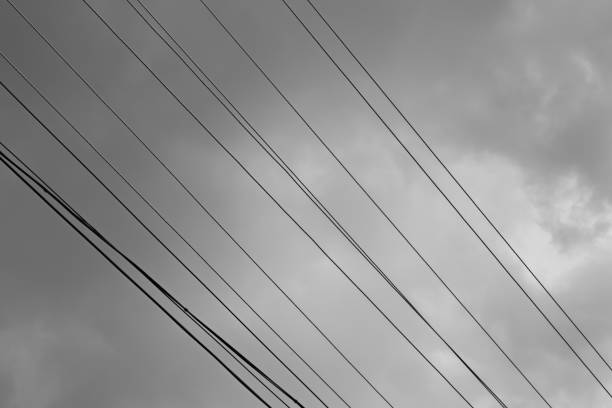 istock Electrical wires. Black and white photo. 1470272785