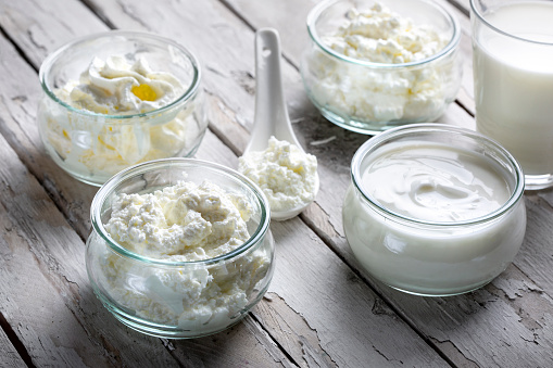 Dairy products - milk, cream, yoghurt, cottage cheese and curd