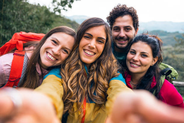 istock Friends take a selfie during a hiking in mountain 1470272893