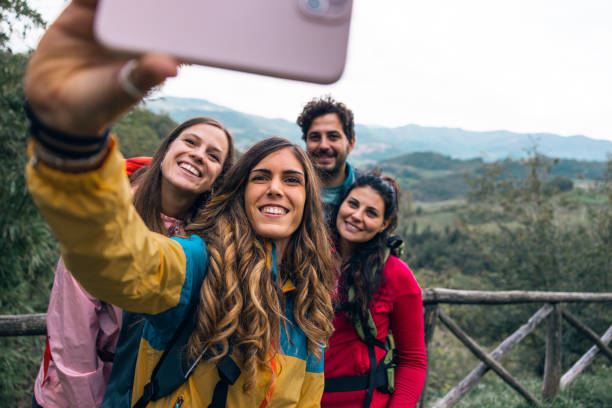 istock Friends take a selfie during a hiking in mountain 1470273555