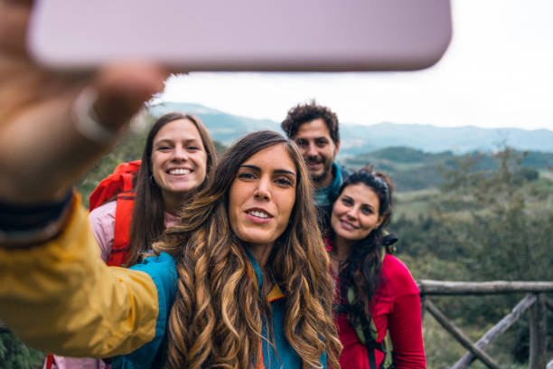 istock Friends take a selfie during a hiking in mountain 1470273588