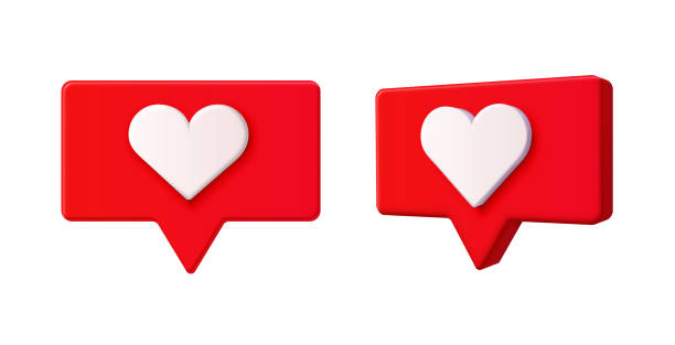 ilustrações, clipart, desenhos animados e ícones de coração 3d, ícone de vetor de mídia social - banner anniversary vector button