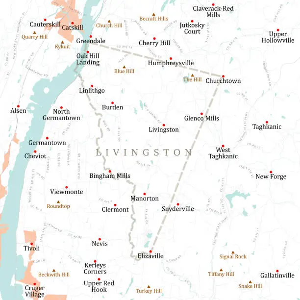 Vector illustration of NY Columbia Livingston Vector Road Map