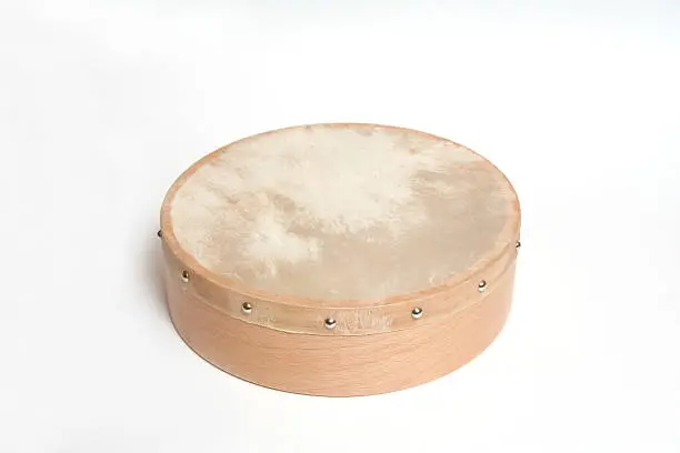 Wooden hand drum isolated