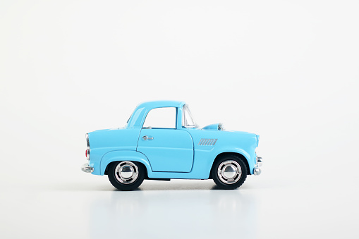 Blue Toy car on white background