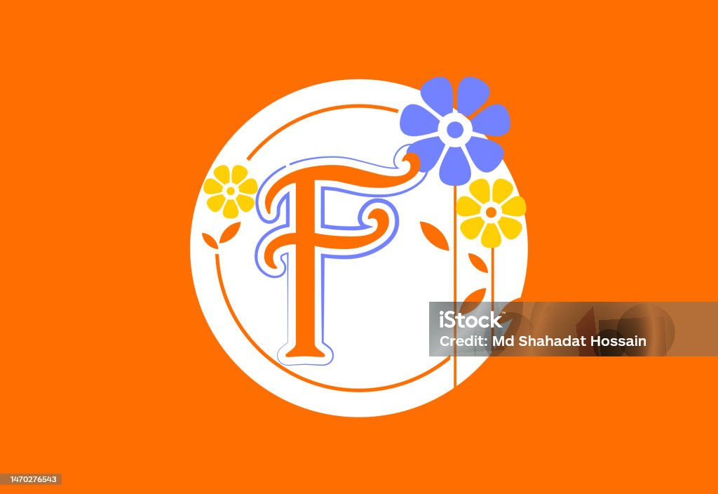 F Monogram Simple Floral Monogram Letter F Initial Alphabet With Botanical Elements ...