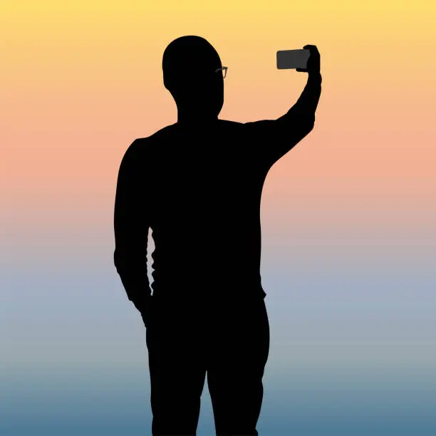 Vector illustration of Man in Selfie.